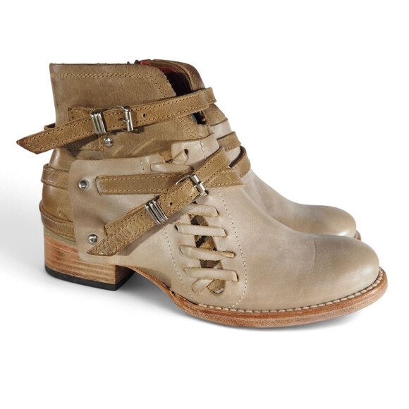 Freebird by Steven Belfast Leather Ankle Boots Women's 6 Cream - Picture 4 of 11